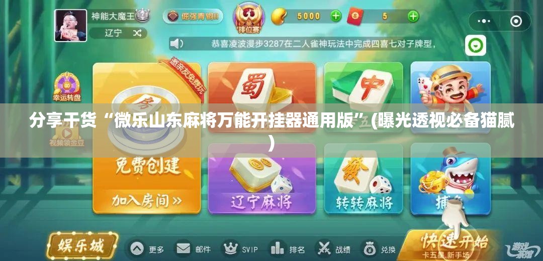 分享干货“微乐山东麻将万能开挂器通用版”(曝光透视必备猫腻) 分享干货“微乐山东麻将万能开挂器通用版”(曝光透视必备猫腻)