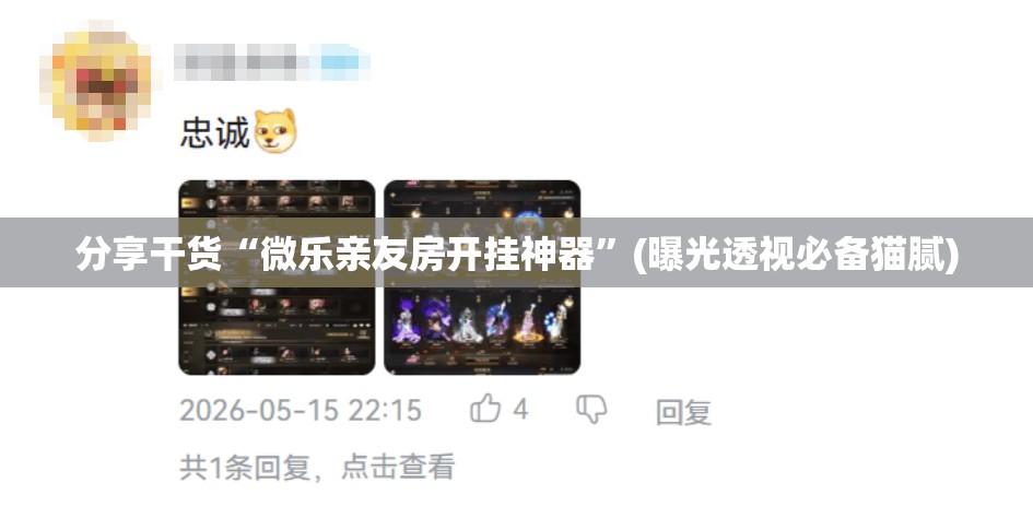 分享干货“微乐亲友房开挂神器”(曝光透视必备猫腻) 分享干货“微乐亲友房开挂神器”(曝光透视必备猫腻)