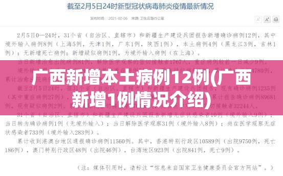 广西新增本土病例12例(广西新增1例情况介绍) 广西新增本土病例12例(广西新增1例情况介绍)