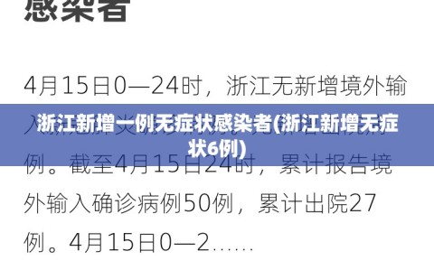 浙江新增一例无症状感染者(浙江新增无症状6例)