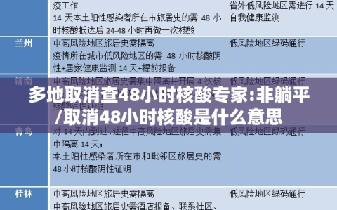 多地取消查48小时核酸专家:非躺平/取消48小时核酸是什么意思