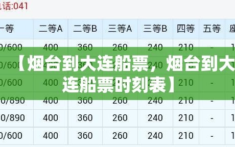 【烟台到大连船票，烟台到大连船票时刻表】