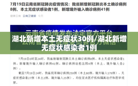 湖北新增本土无症状30例/湖北新增无症状感染者1例