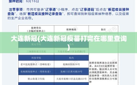 大连新冠(大连新冠疫苗打完在哪里查询)