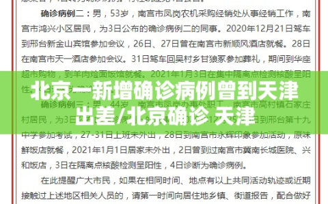 北京一新增确诊病例曾到天津出差/北京确诊 天津