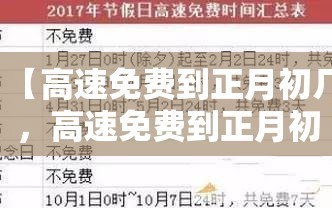 【高速免费到正月初几，高速免费到正月初几结束】