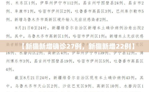 【新疆新增确诊27例，新疆新增22例】