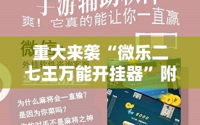 重大来袭“微乐二七王万能开挂器”附开挂脚本详细教程