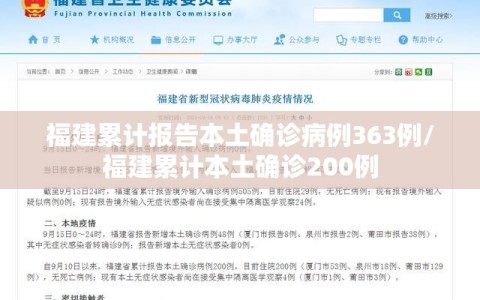 福建累计报告本土确诊病例363例/福建累计本土确诊200例