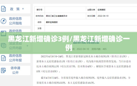 黑龙江新增确诊3例/黑龙江新增确诊一例