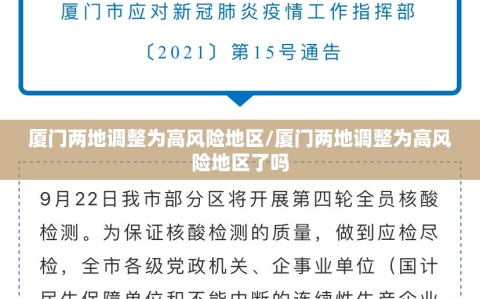厦门两地调整为高风险地区/厦门两地调整为高风险地区了吗