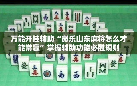 万能开挂辅助“微乐山东麻将怎么才能常赢”掌握辅助功能必胜规则