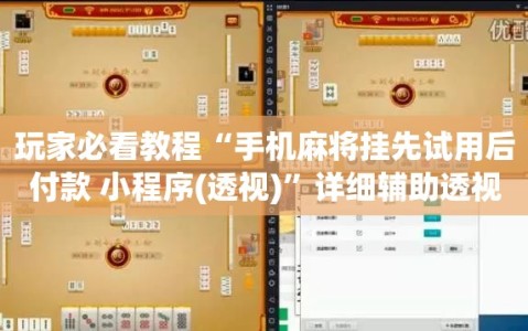玩家必看教程“手机麻将挂先试用后付款 小程序(透视)”详细辅助透视