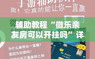 辅助教程“微乐亲友房可以开挂吗”详细开挂玩法