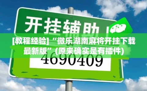 [教程经验]“微乐湖南麻将开挂下载最新版”(原来确实是有插件)