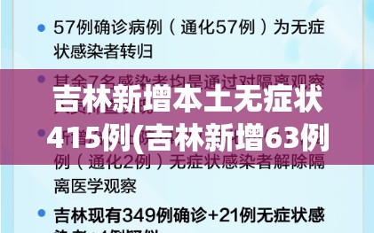 吉林新增本土无症状415例(吉林新增63例无症状感染者)