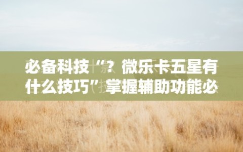 必备科技“？微乐卡五星有什么技巧”掌握辅助功能必胜规则