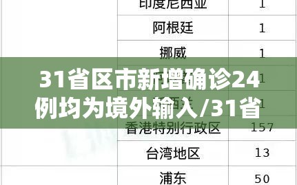 31省区市新增确诊24例均为境外输入/31省区市新增1例确诊为境外输入