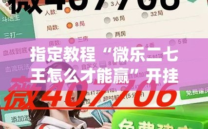 指定教程“微乐二七王怎么才能赢”开挂(透视)辅助神器