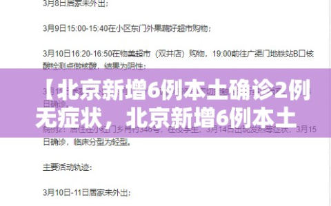 【北京新增6例本土确诊2例无症状，北京新增6例本土病例活动轨迹】