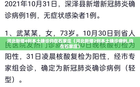 河北新增4例本土确诊均在石家庄（河北新增2例本土确诊病例,均在石家庄）