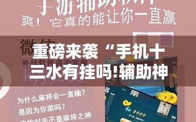 重磅来袭“手机十三水有挂吗!辅助神器插件下载