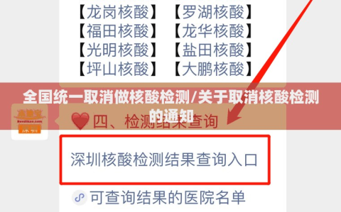 全国统一取消做核酸检测/关于取消核酸检测的通知