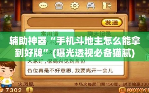 辅助神器“手机斗地主怎么能拿到好牌”(曝光透视必备猫腻)