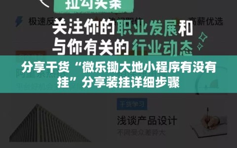 分享干货“微乐锄大地小程序有没有挂”分享装挂详细步骤