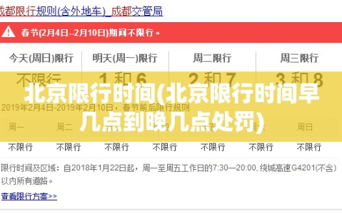 北京限行时间(北京限行时间早几点到晚几点处罚)
