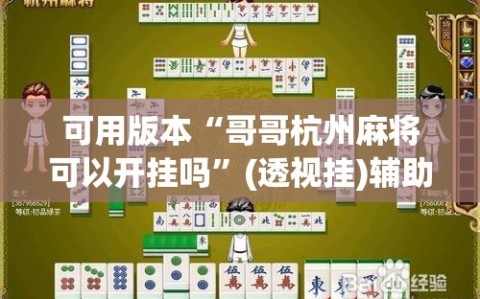 可用版本“哥哥杭州麻将可以开挂吗”(透视挂)辅助透视教程