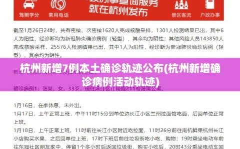 杭州新增7例本土确诊轨迹公布(杭州新增确诊病例活动轨迹)