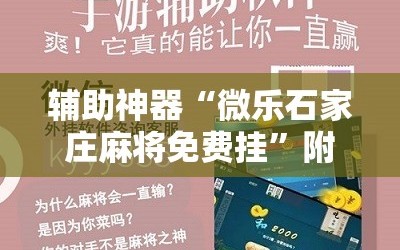 辅助神器“微乐石家庄麻将免费挂”附开挂脚本详细教程