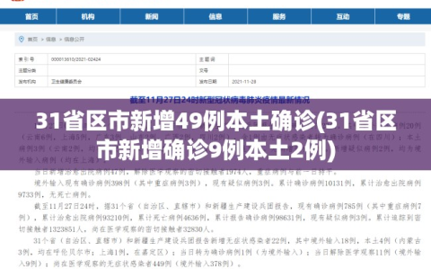 31省区市新增49例本土确诊(31省区市新增确诊9例本土2例)