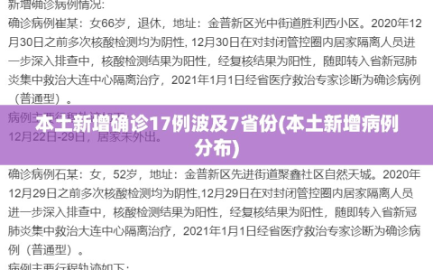 本土新增确诊17例波及7省份(本土新增病例分布)
