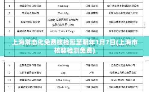 上海常态化免费核检延至明年1月7日(上海市核酸检测免费)