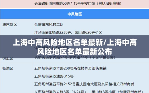 上海中高风险地区名单最新/上海中高风险地区名单最新公布