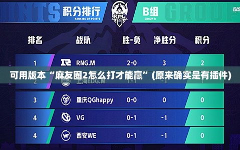 可用版本“麻友圈2怎么打才能赢”(原来确实是有插件)