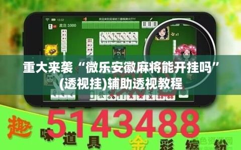 重大来袭“微乐安徽麻将能开挂吗”(透视挂)辅助透视教程