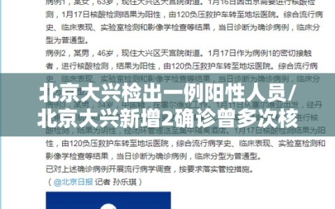 北京大兴检出一例阳性人员/北京大兴新增2确诊曾多次核酸阴性