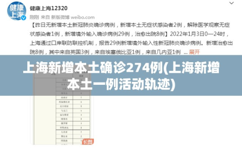 上海新增本土确诊274例(上海新增本土一例活动轨迹)