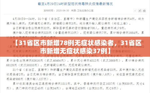【31省区市新增78例无症状感染者，31省区市新增无症状感染37例】