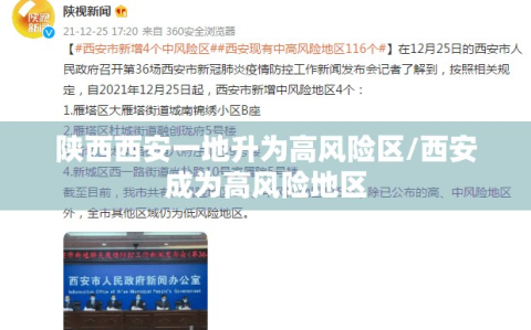 陕西西安一地升为高风险区/西安成为高风险地区