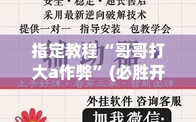 指定教程“哥哥打大a作弊”(必胜开挂神器)