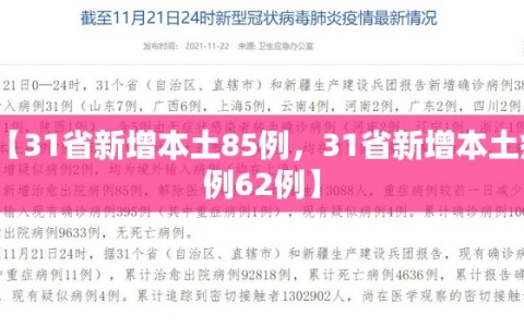【31省新增本土85例，31省新增本土病例62例】