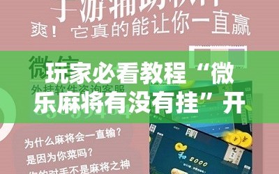 玩家必看教程“微乐麻将有没有挂”开挂详细安装教程
