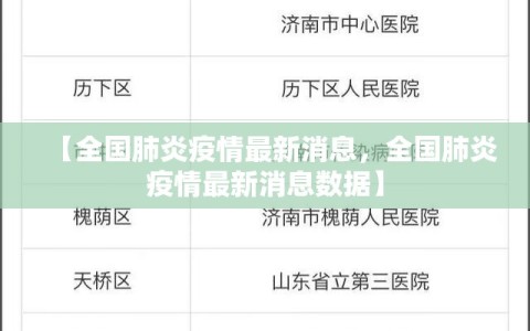 【全国肺炎疫情最新消息，全国肺炎疫情最新消息数据】