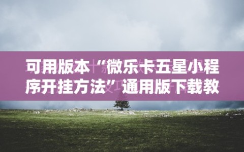 可用版本“微乐卡五星小程序开挂方法”通用版下载教程!