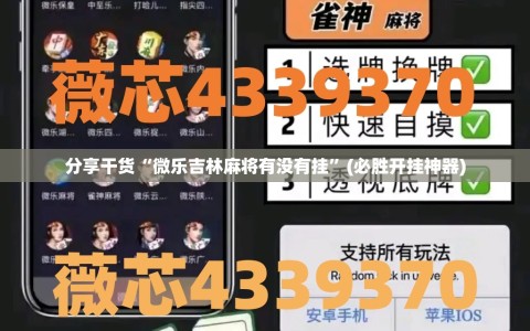 分享干货“微乐吉林麻将有没有挂”(必胜开挂神器)