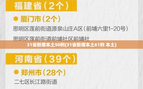 31省新增本土50例(31省新增本土61例 本土)